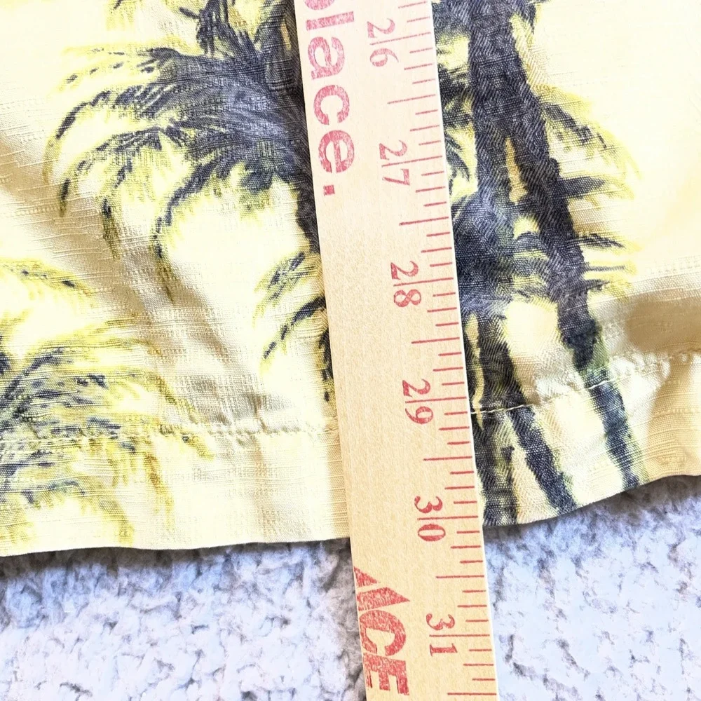 Tommy Bahama Shirts Mens Large Yellow Silk Palm Tree Tiger Hawaiian Camp Casual - Picture 10 of 12